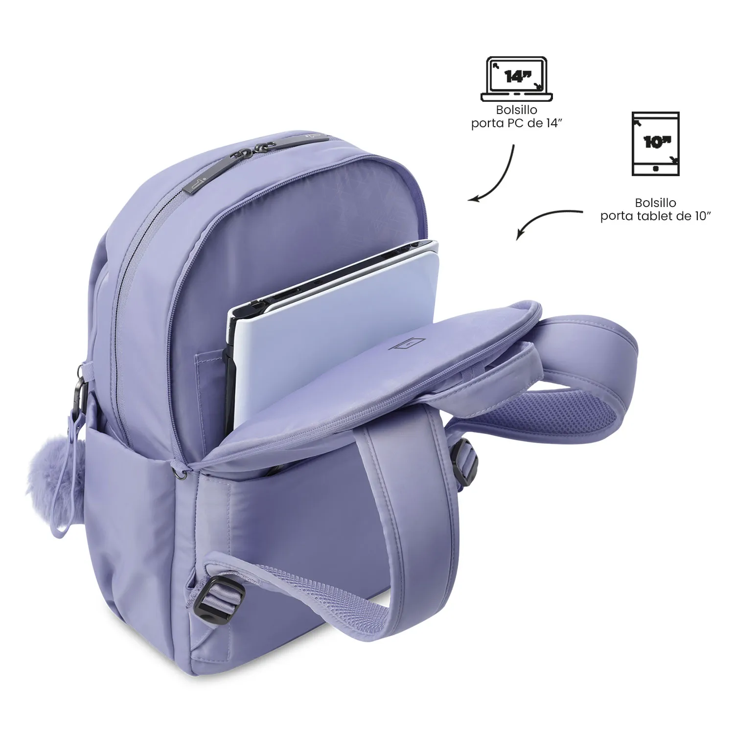 MORRAL TOTTO ADELAIDE 1 2.0 EJECUTIVO PORTA PC 14" - TALLA M - LILA