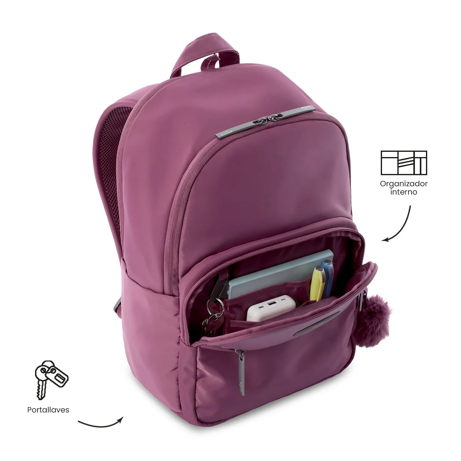 MORRAL TOTTO ADELAIDE 3 2.0 EJECUTIVO PORTA PC 14" - TALLA M - ROSADO