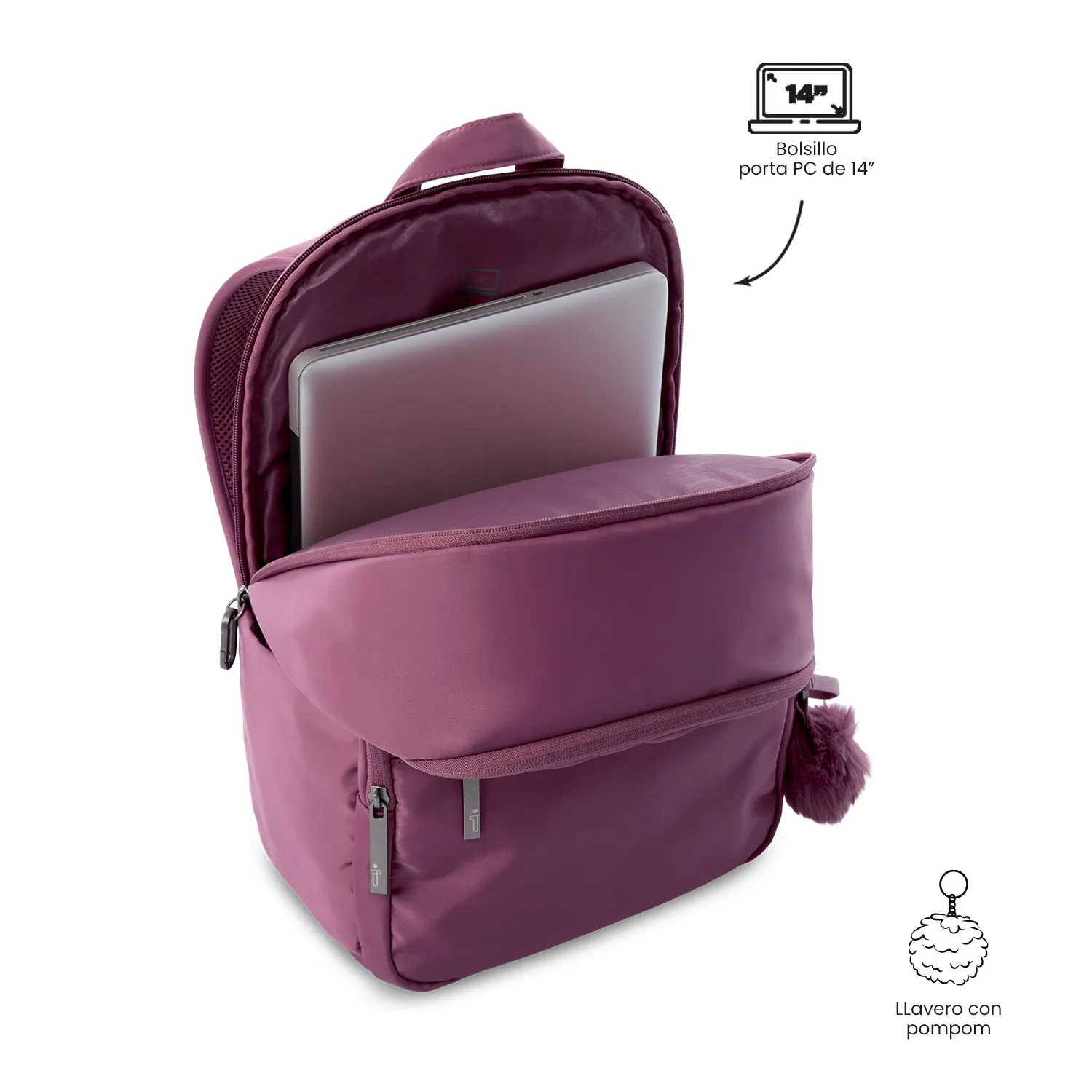 MORRAL TOTTO ADELAIDE 3 2.0 EJECUTIVO PORTA PC 14" - TALLA M - ROSADO