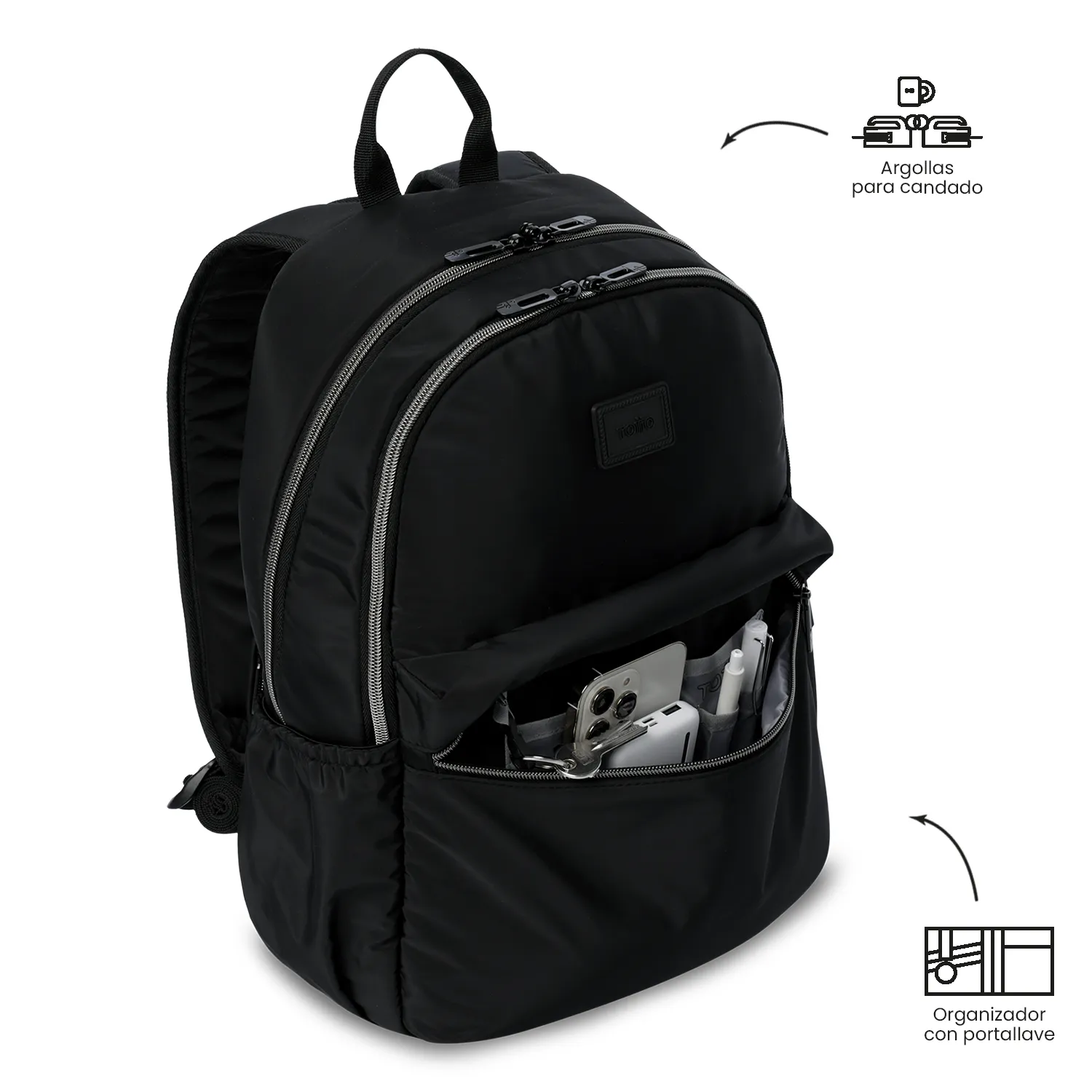 MORRAL TOTTO AYNATTO 2.0 EJECUTIVO PORTA PC 13" - TALLA M - NEGRO