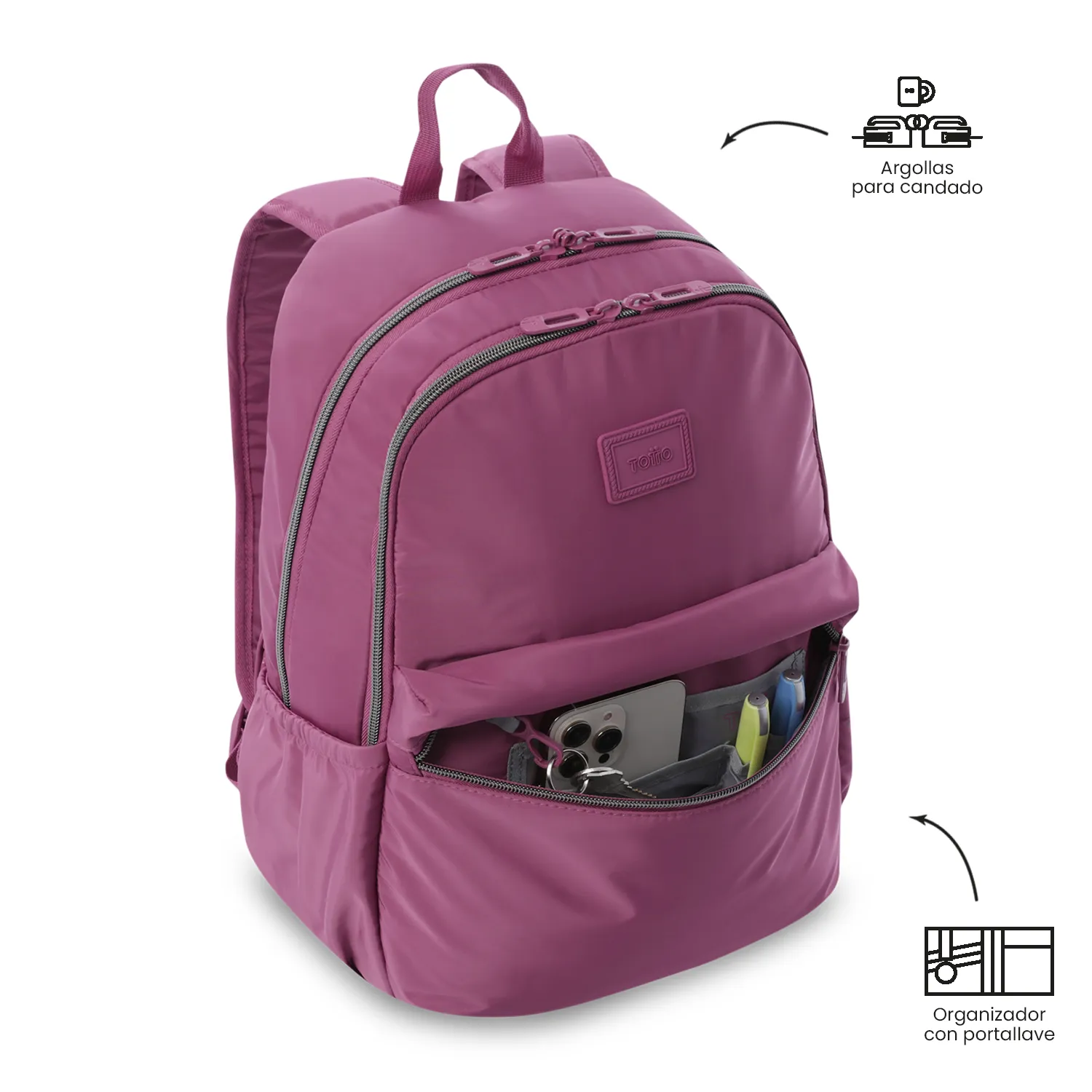 MORRAL TOTTO AYNATTO 2.0 EJECUTIVO PORTA PC 13" - TALLA M - ROSADO
