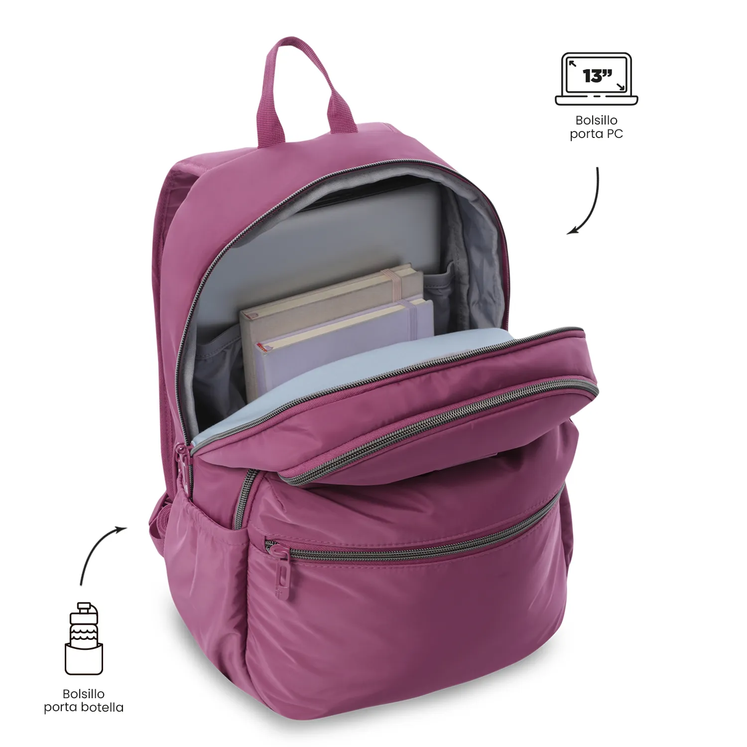 MORRAL TOTTO AYNATTO 2.0 EJECUTIVO PORTA PC 13" - TALLA M - ROSADO