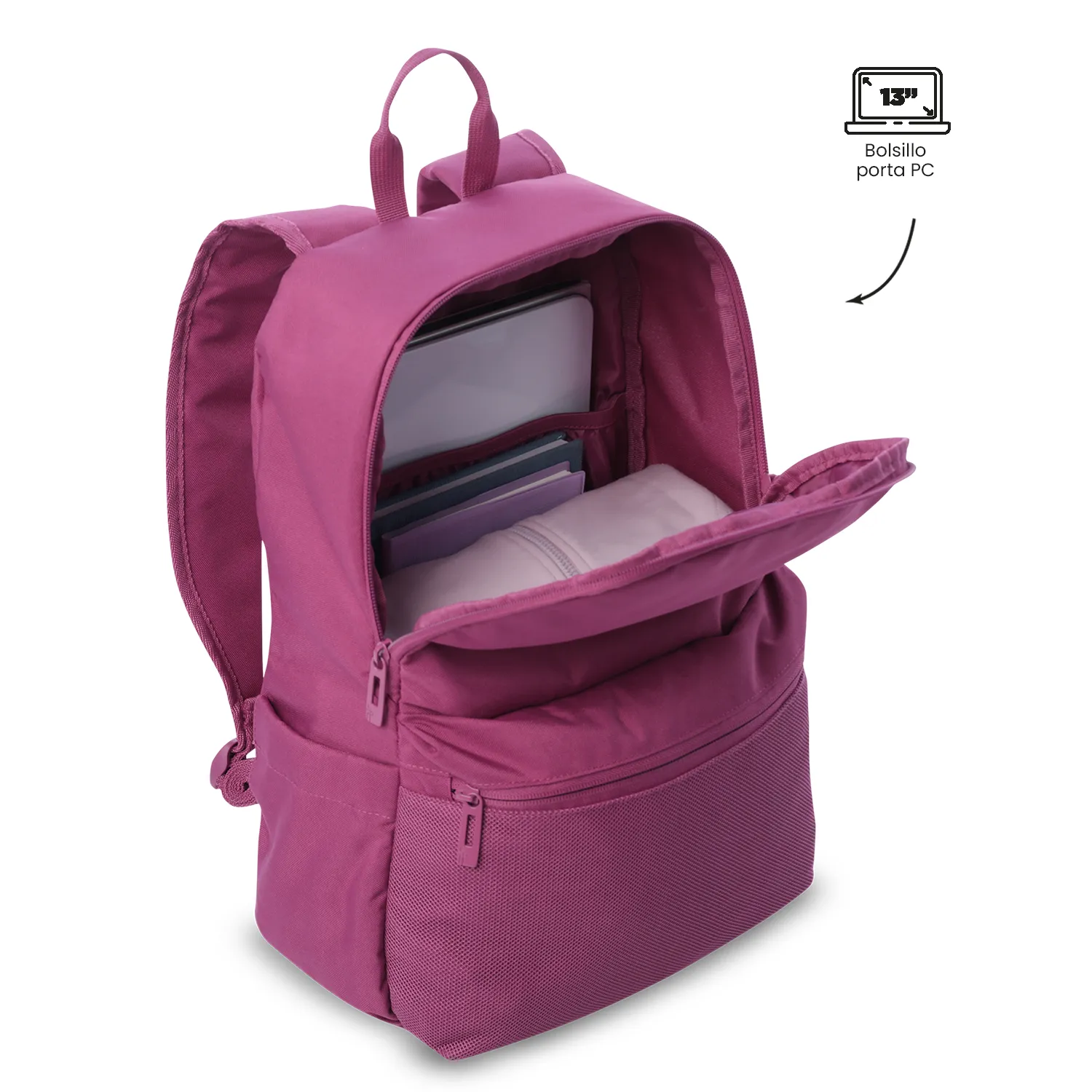 MORRAL TOTTO DRAGONAR 2.0 UNIVERSITARIO PORTA PC 13" - TALLA M - ROSADO