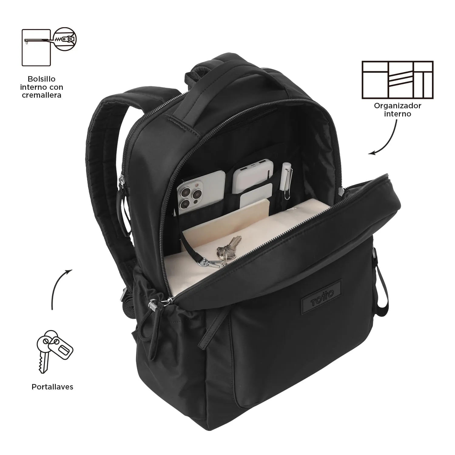 MORRAL TOTTO ESTAMBUL UNIVERSITARIO POTA PC 14" - TALLA M - NEGRO