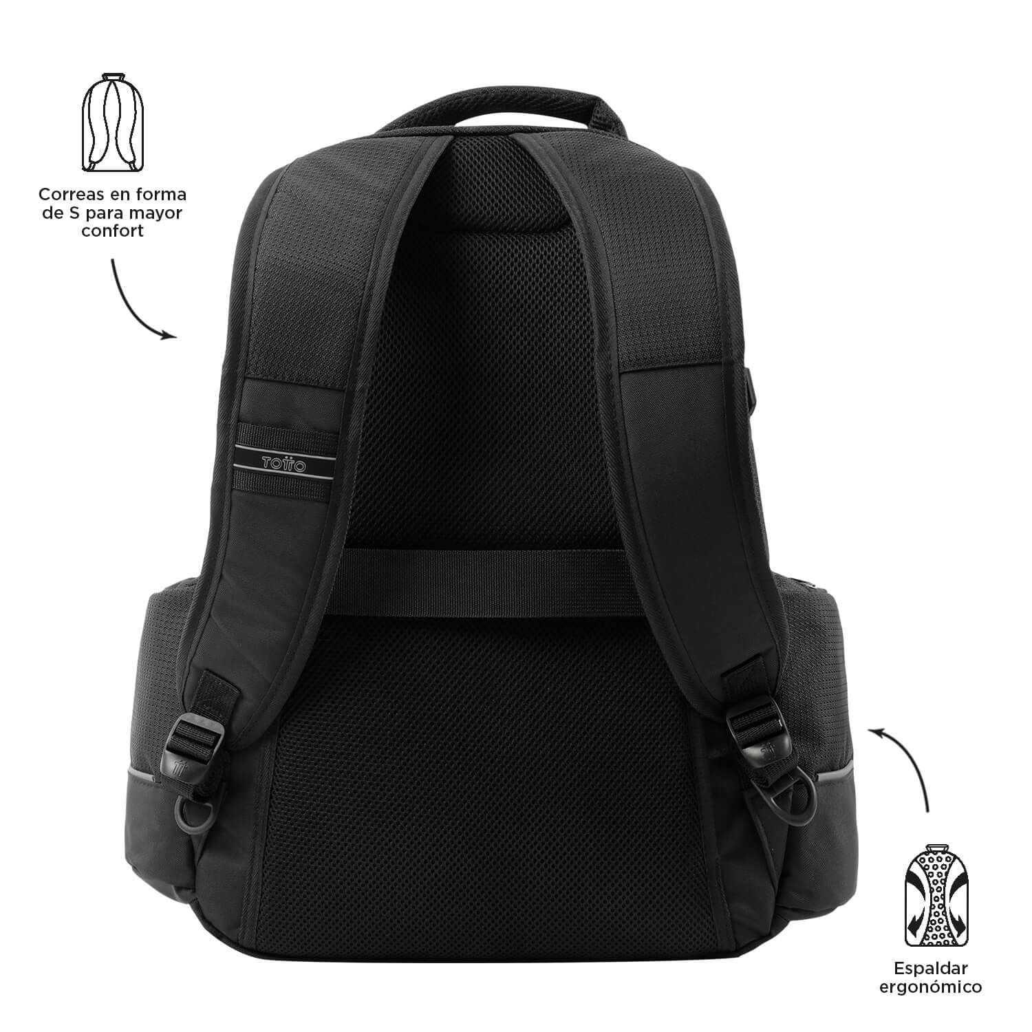 MORRAL TOTTO POLIXAN TACTICO PORTA PC 15.4" - TALLA XL - NEGRO