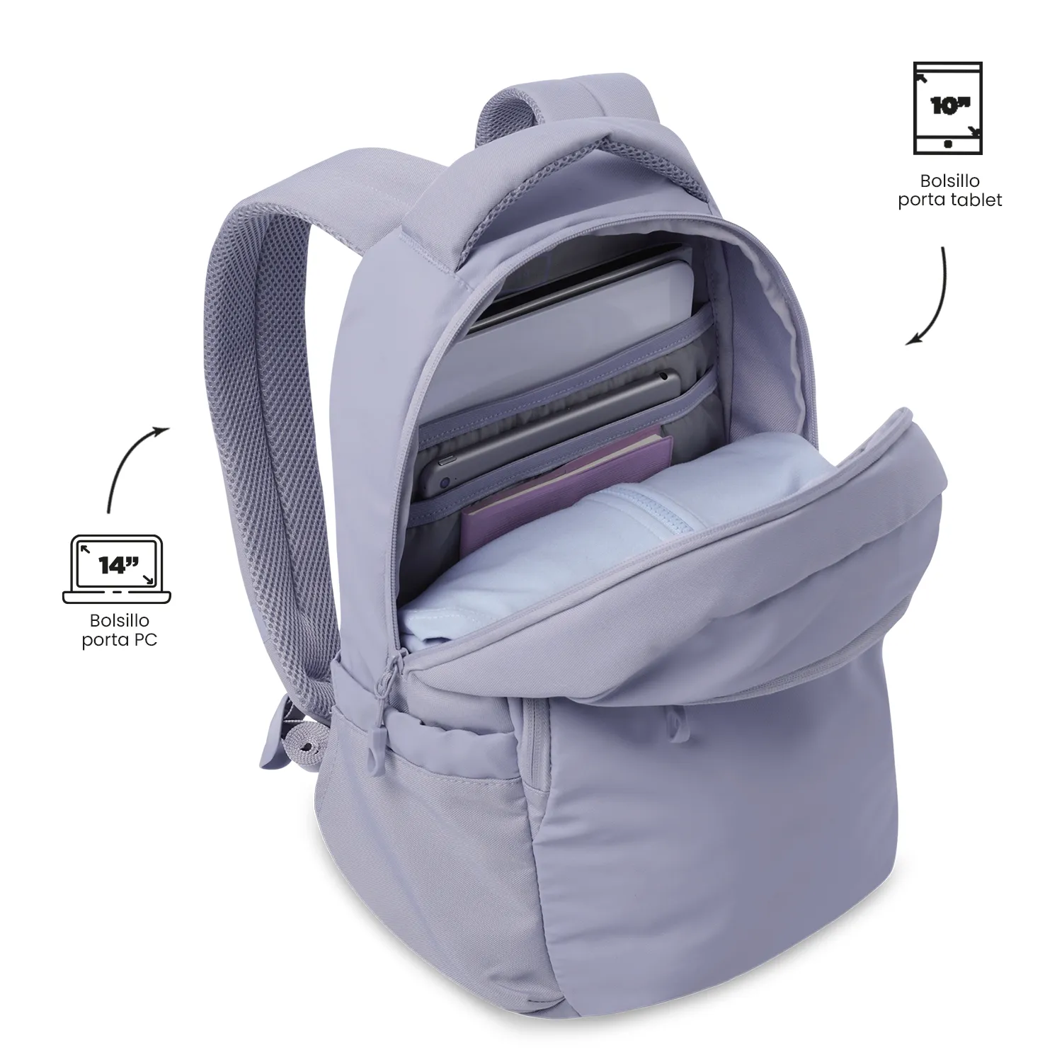 MORRAL TOTTO STEIF NARA UNIVERSITARIO PORTA PC 14" - TALLA M - LILA