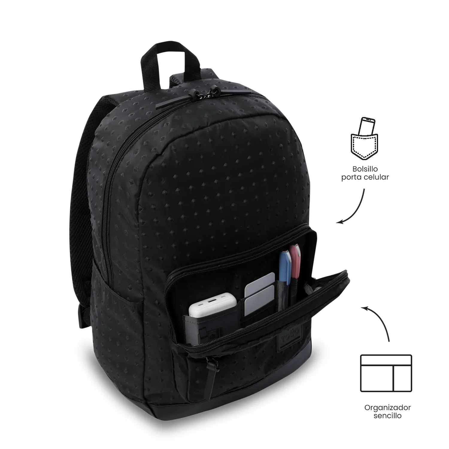 MORRAL TOTTO TOCAX UNIVERSITARIO PORTA PC 14" - TALLA L - NEGRO