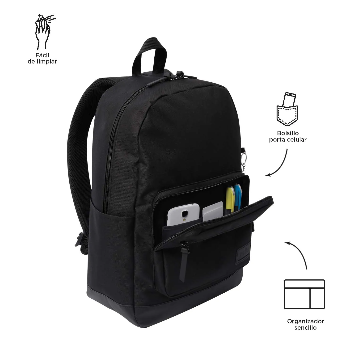 MORRAL TOTTO TOCAX UNIVERSITARIO PORTA PC 14" - TALLA L - NEGRO