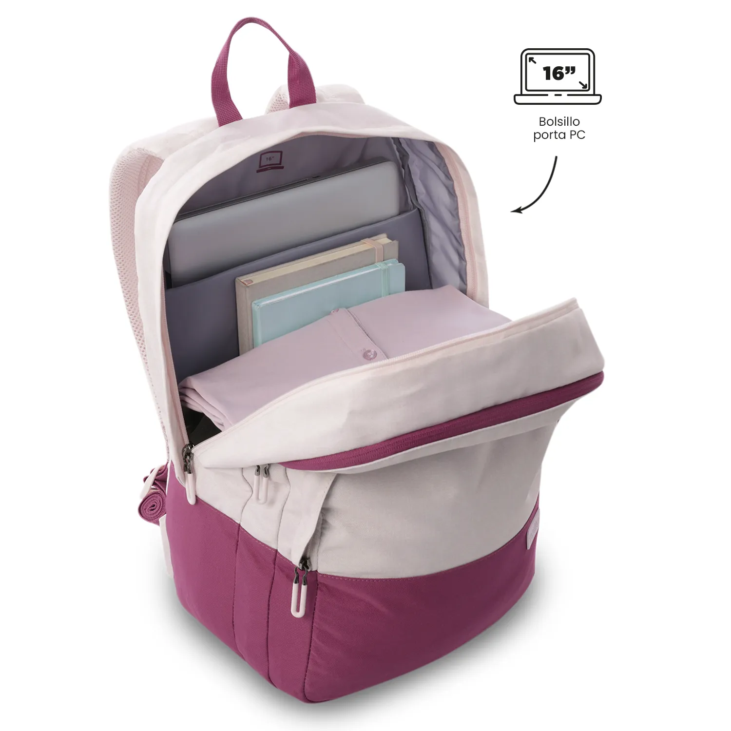 MORRAL TOTTO TOLUCA 2.0 EJECUTIVO PORTA PC 16" - TALLA L - ROSADO