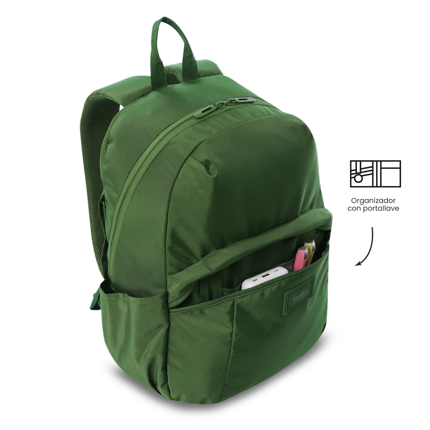 MORRAL TOTTO TRIK UNIVERSITARIO PORTA PC 14" - TALLA M - VERDE