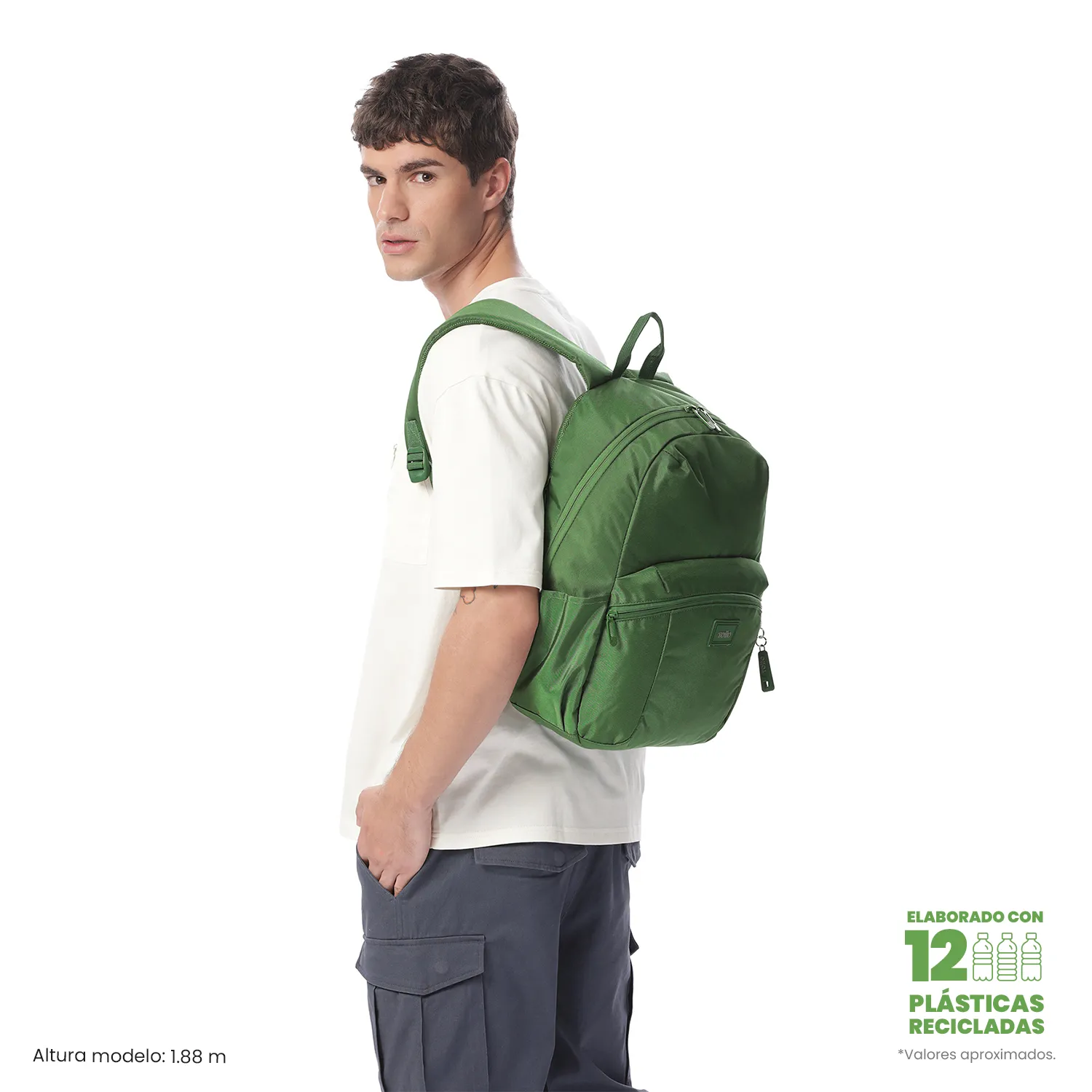 MORRAL TOTTO TRIK UNIVERSITARIO PORTA PC 14" - TALLA M - VERDE
