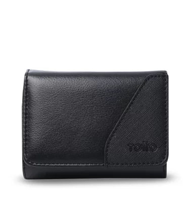 BILLETERA TOTTO SAFFIANO SOB RFID BLOCKER - NEGRO