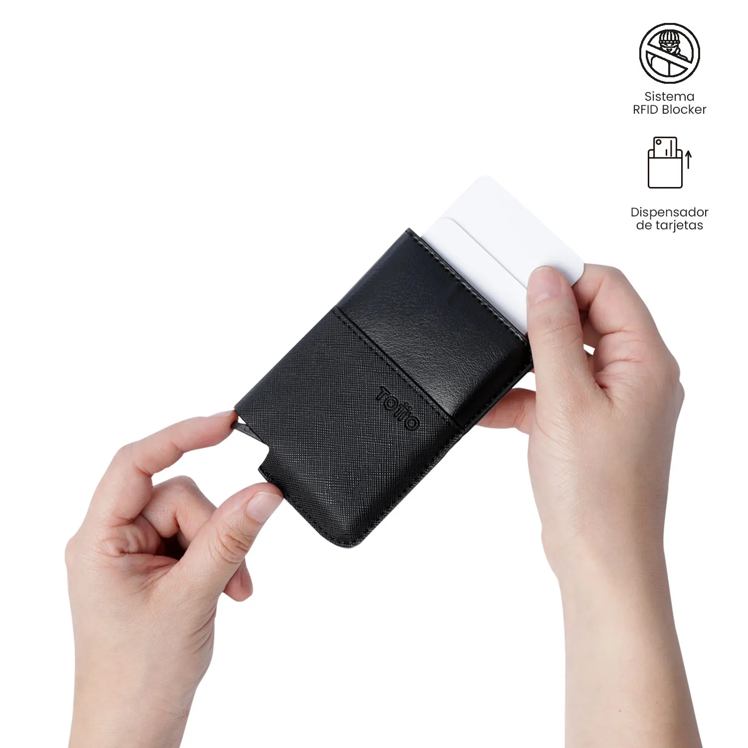 BILLETERA TOTTO SAFFIANO TAR - PORTADOCUMENTOS - RFID BLOCKER - NEGRO