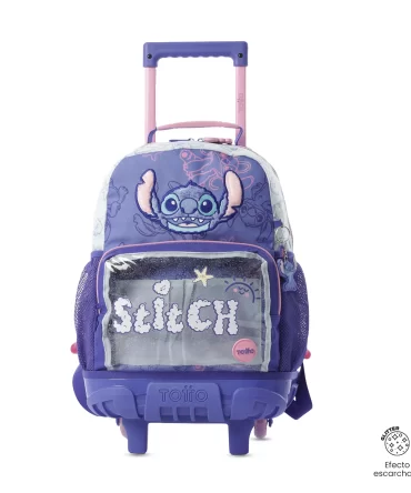MORRAL TOTTO RUEDAS STITCH ON THE BEACH - TALLA M - AZUL