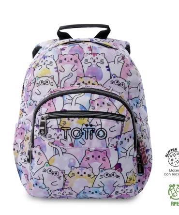 MORRAL TOTTO TEMPERA GLITTER - TALLA S - ROSADO