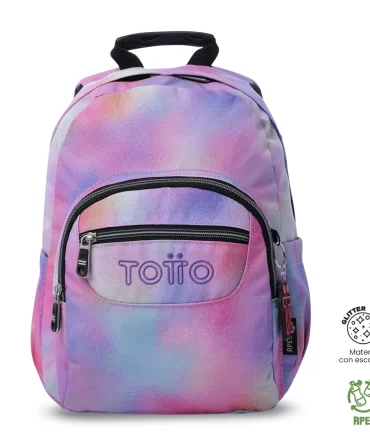 MORRAL TOTTO TEMPERA GLITTER - TALLA S - ROSADO