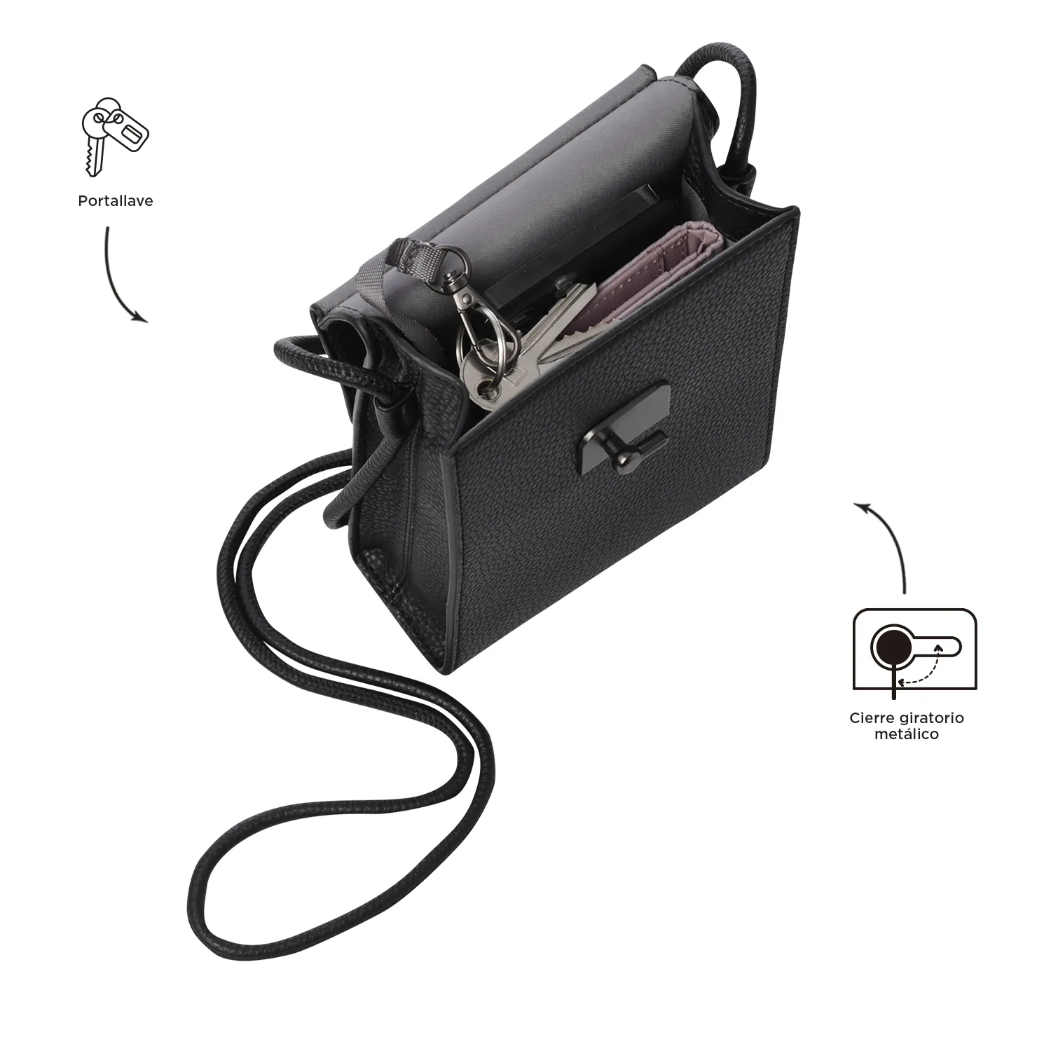 BOLSO TOTTO SMOOTH CROSSBODY - NEGRO - TALLA XS - Imagen 4