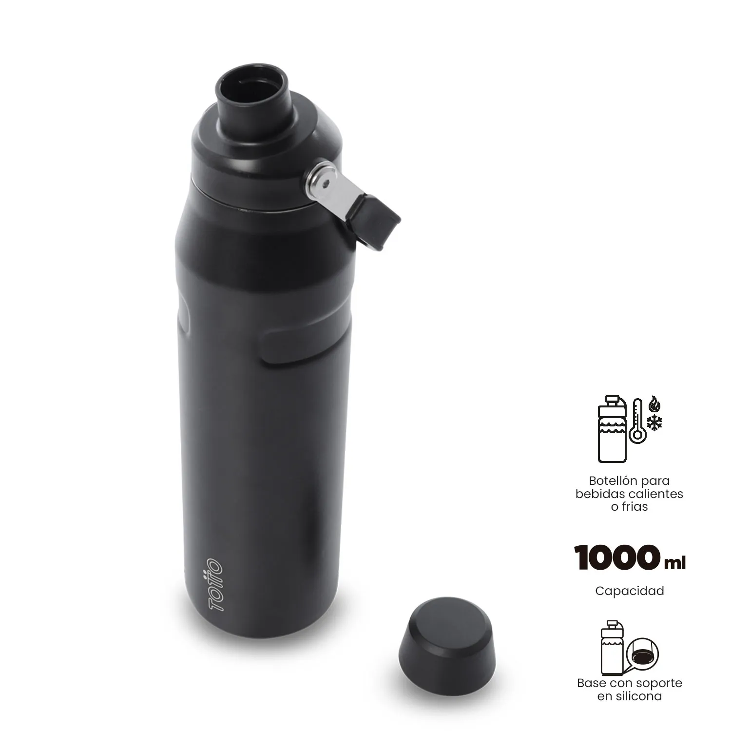 TERMO TOTTO AGUA RUNE 1000 ML - NEGRO - Imagen 3
