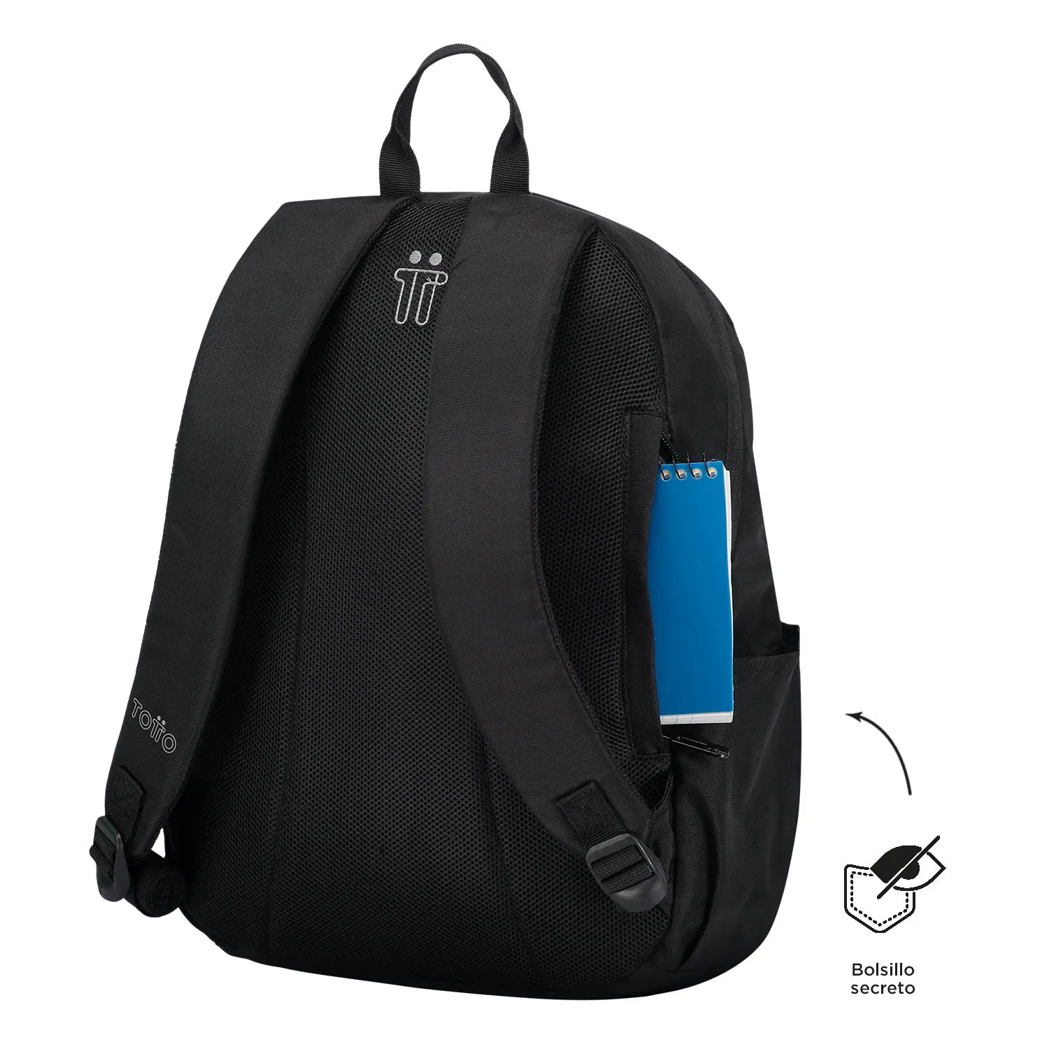 MORRAL TOTTO TRIK UNIVERSITARIO PORTA PC 14" - TALLA M - NEGRO - Imagen 6