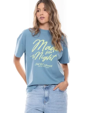 CAMISETA COLOR BLUE CUELLO REDONDO - MUJER