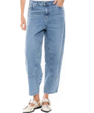 JEAN COLOR BLUE MUJER - BARRIEL JEANS CON CORTES