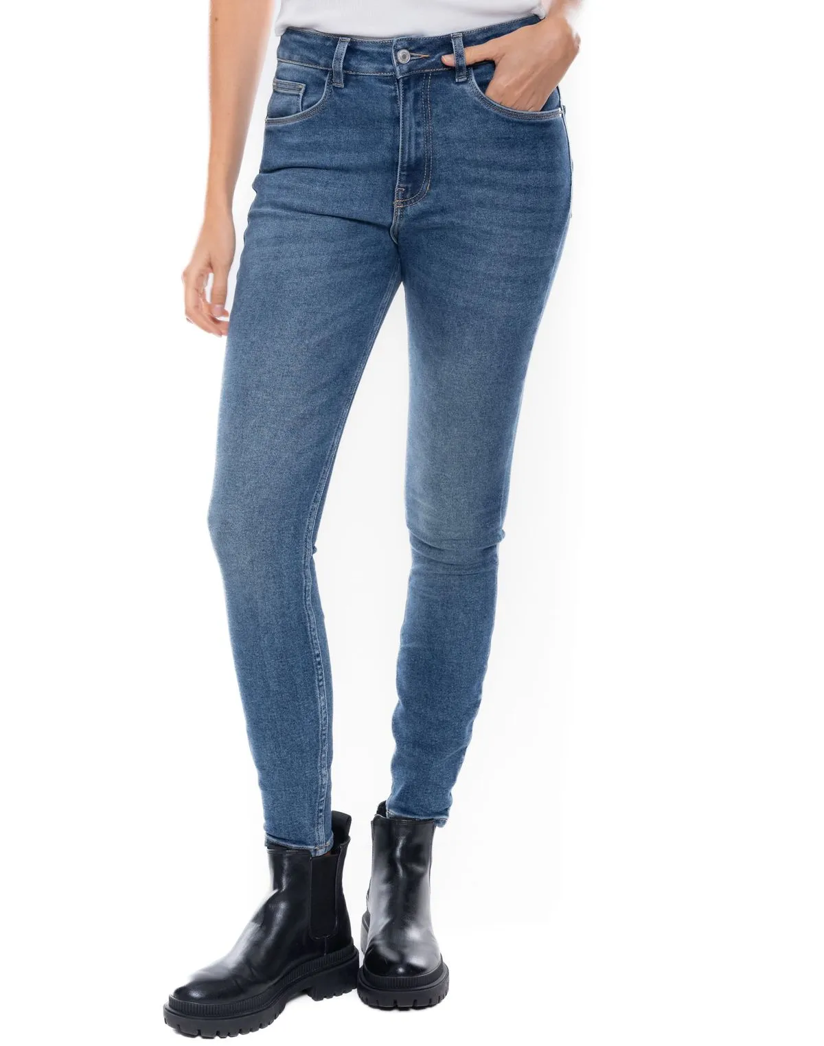 JEAN COLOR BLUE MUJER - HIGH WAIST SKINNY FIT