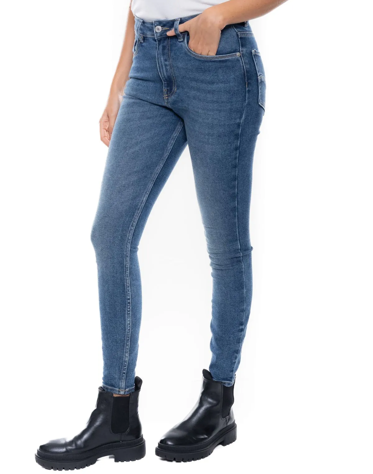 JEAN COLOR BLUE MUJER - HIGH WAIST SKINNY FIT - Imagen 3