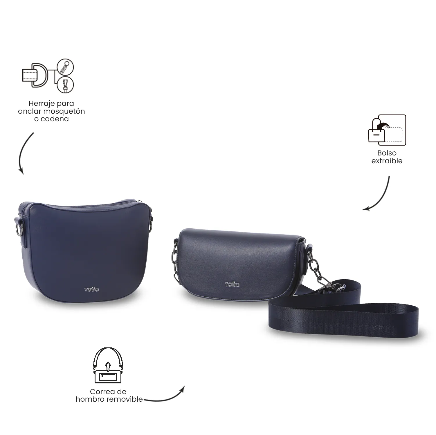BOLSO TOTTO STYLE 2 EN 1 CROSSBODY - AZUL - Imagen 5