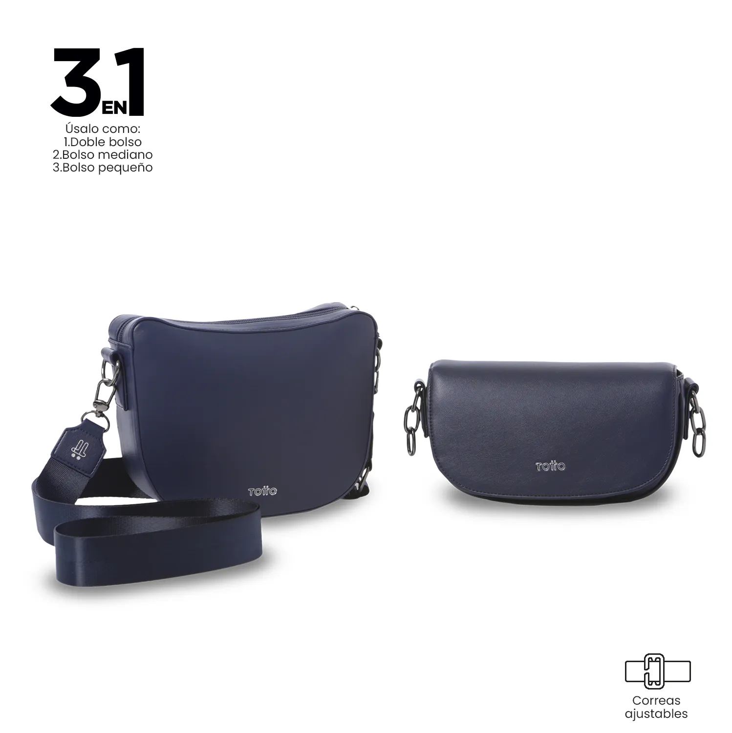 BOLSO TOTTO STYLE 2 EN 1 CROSSBODY - AZUL - Imagen 3