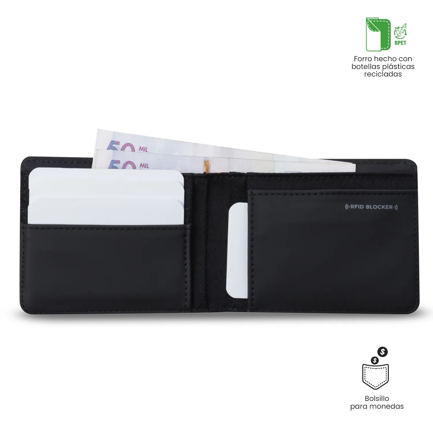 BILLETERA TOTTO VLIDERI 3.0 RFID BLOCKER - NEGRO - Imagen 4