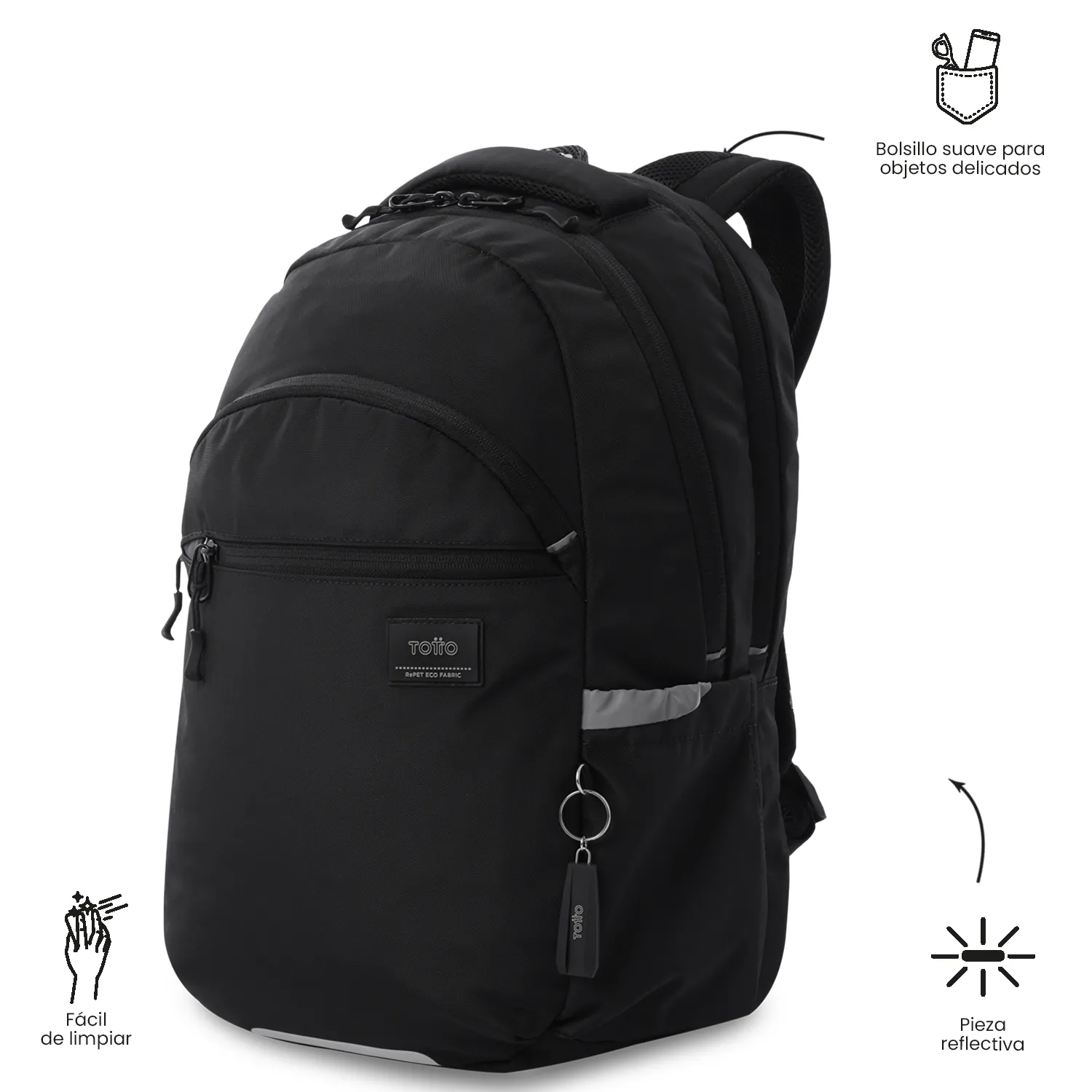 MORRAL TOTTO INDO PORTA PC 15.4" - TALLA L - NEGRO - Imagen 7