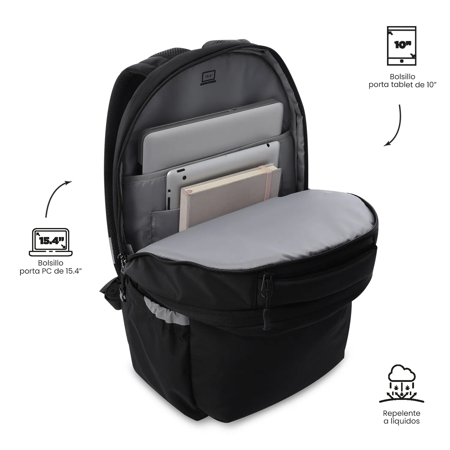 MORRAL TOTTO INDO PORTA PC 15.4" - TALLA L - NEGRO - Imagen 5
