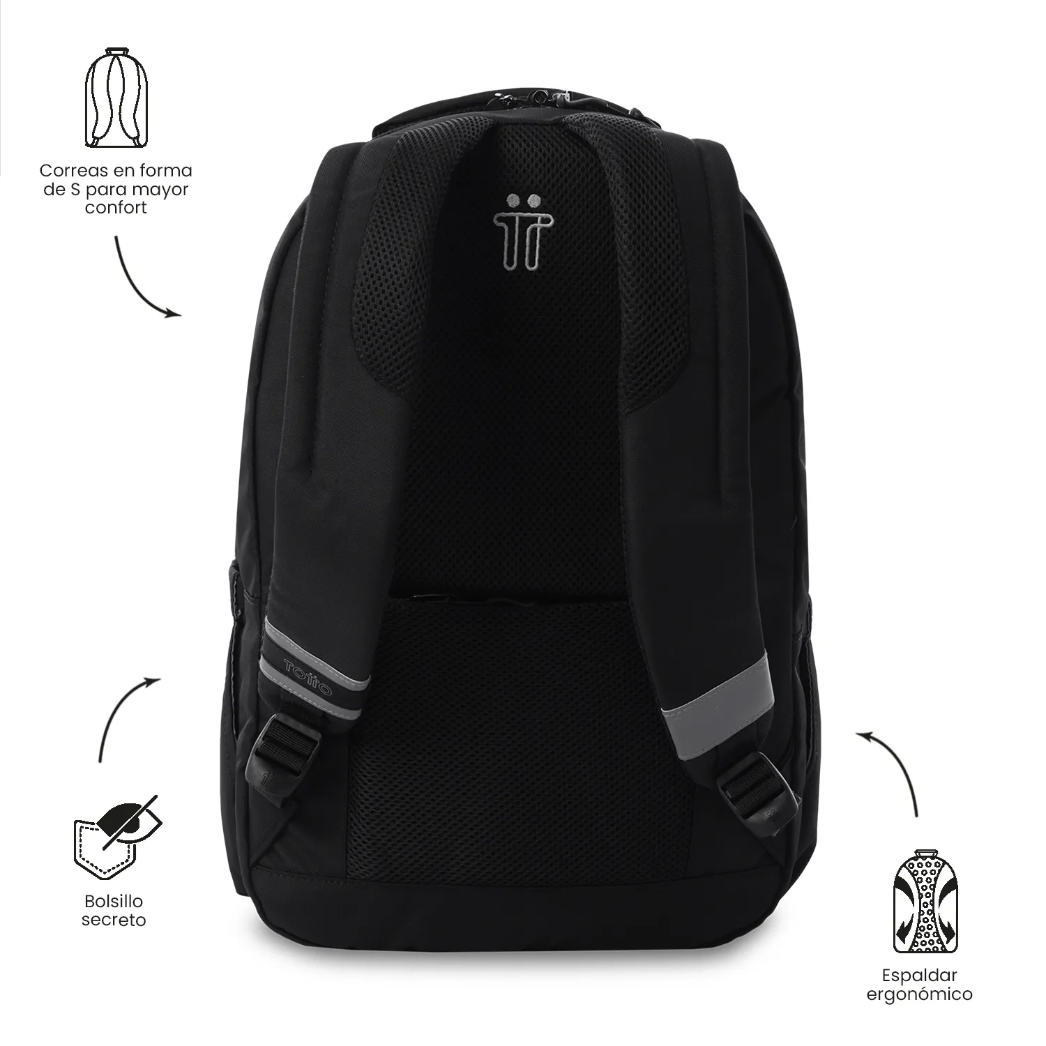 MORRAL TOTTO INDO PORTA PC 15.4" - TALLA L - NEGRO - Imagen 4