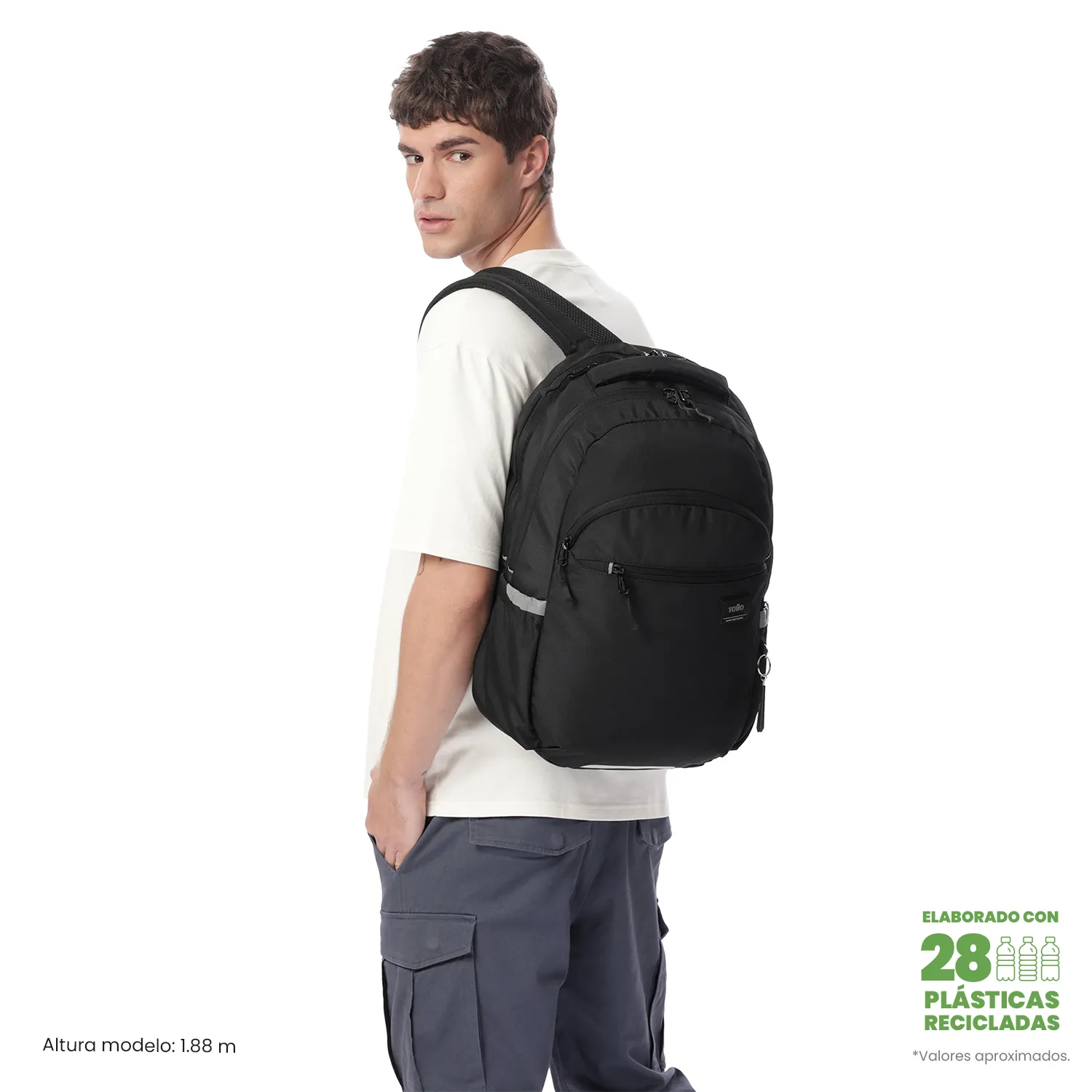 MORRAL TOTTO INDO PORTA PC 15.4" - TALLA L - NEGRO - Imagen 2