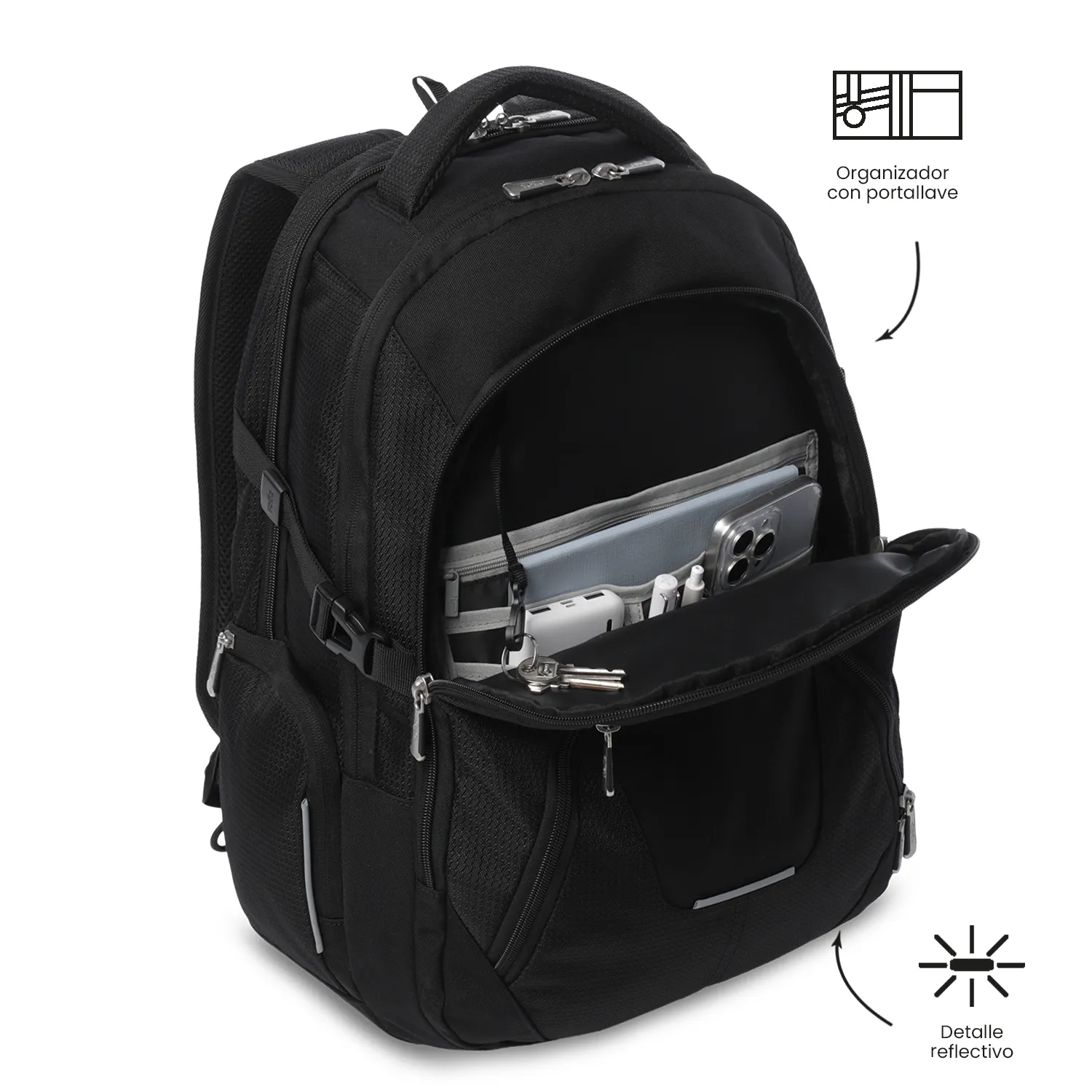 MORRAL TOTTO POLIXAN 3.0 PORTA PC 16" - TALLA XL - NEGRO - Imagen 6