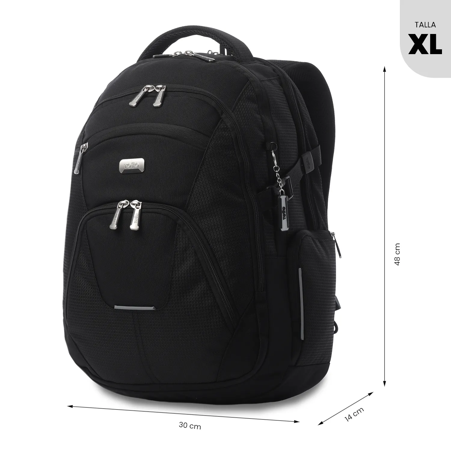 MORRAL TOTTO POLIXAN 3.0 PORTA PC 16" - TALLA XL - NEGRO - Imagen 3