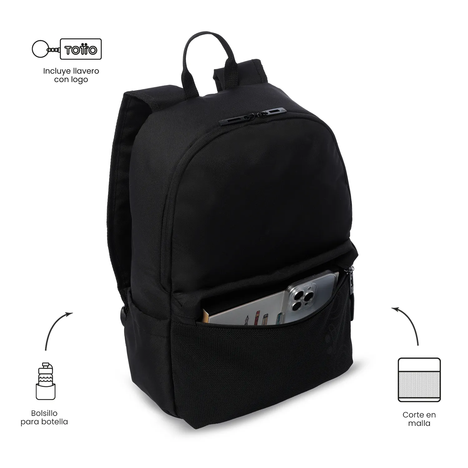 MORRAL TOTTO DRAGONAR NILO PORTA PC 13" - TALLA M - NEGRO - Imagen 6