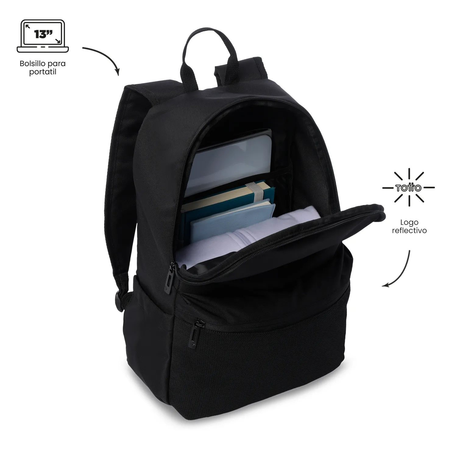 MORRAL TOTTO DRAGONAR NILO PORTA PC 13" - TALLA M - NEGRO - Imagen 5