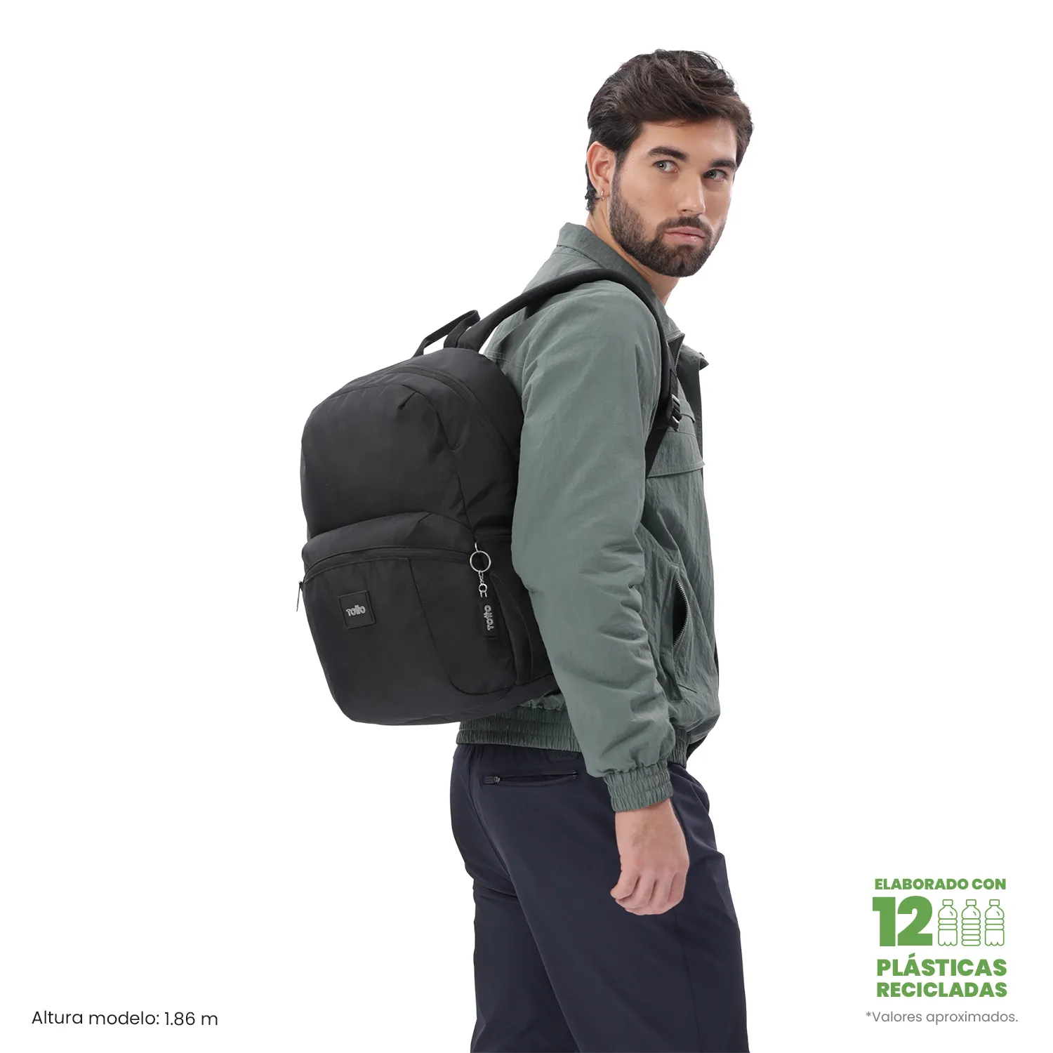 MORRAL TOTTO TRIK 2.0 PORTA PC 14" - TALLA M - NEGRO - Imagen 2