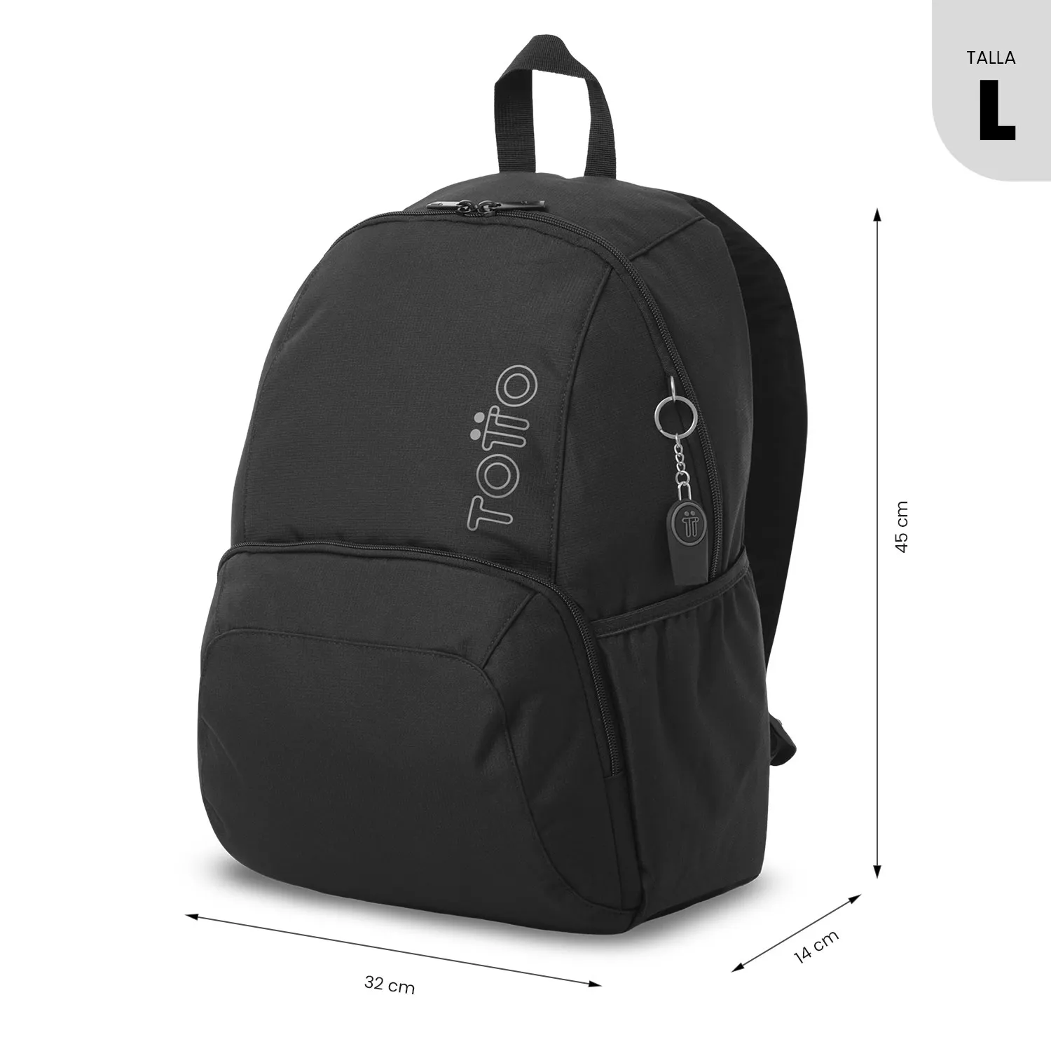 MORRAL TOTTO OMETTO 2.0 PORTA PC 14" - TALLA L - NEGRO - Imagen 3