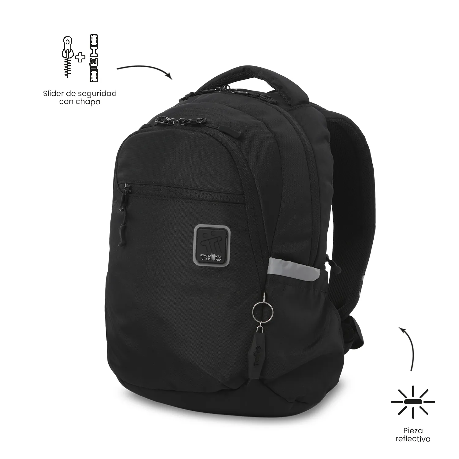 MORRAL TOTTO MISISIPI 2.0 PORTA PC 14" - TALLA M - NEGRO - Imagen 7