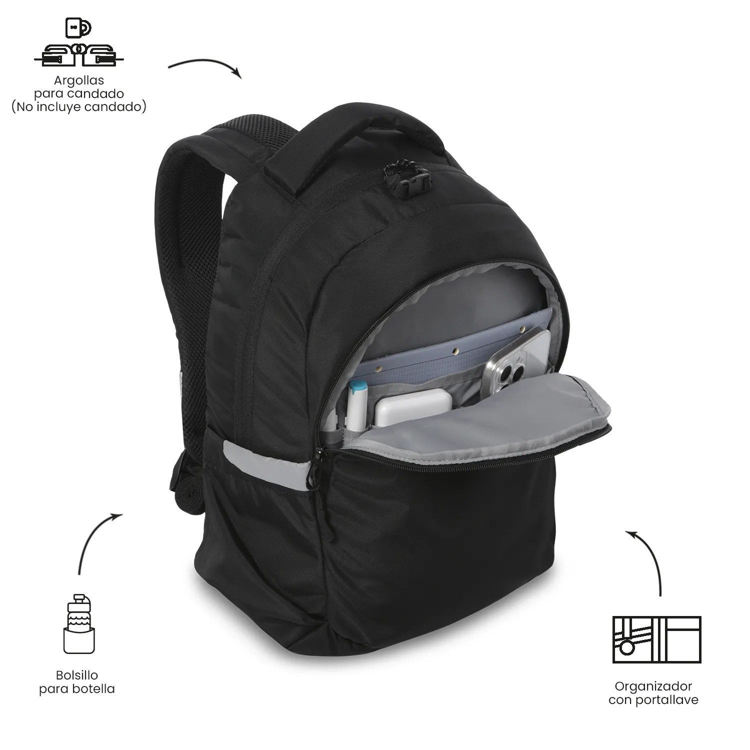 MORRAL TOTTO MISISIPI 2.0 PORTA PC 14" - TALLA M - NEGRO - Imagen 6