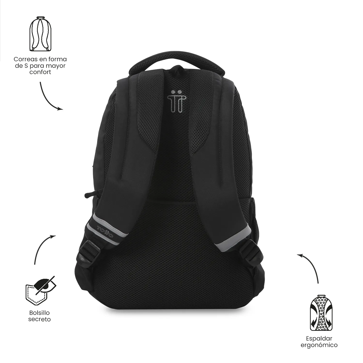 MORRAL TOTTO MISISIPI 2.0 PORTA PC 14" - TALLA M - NEGRO - Imagen 4