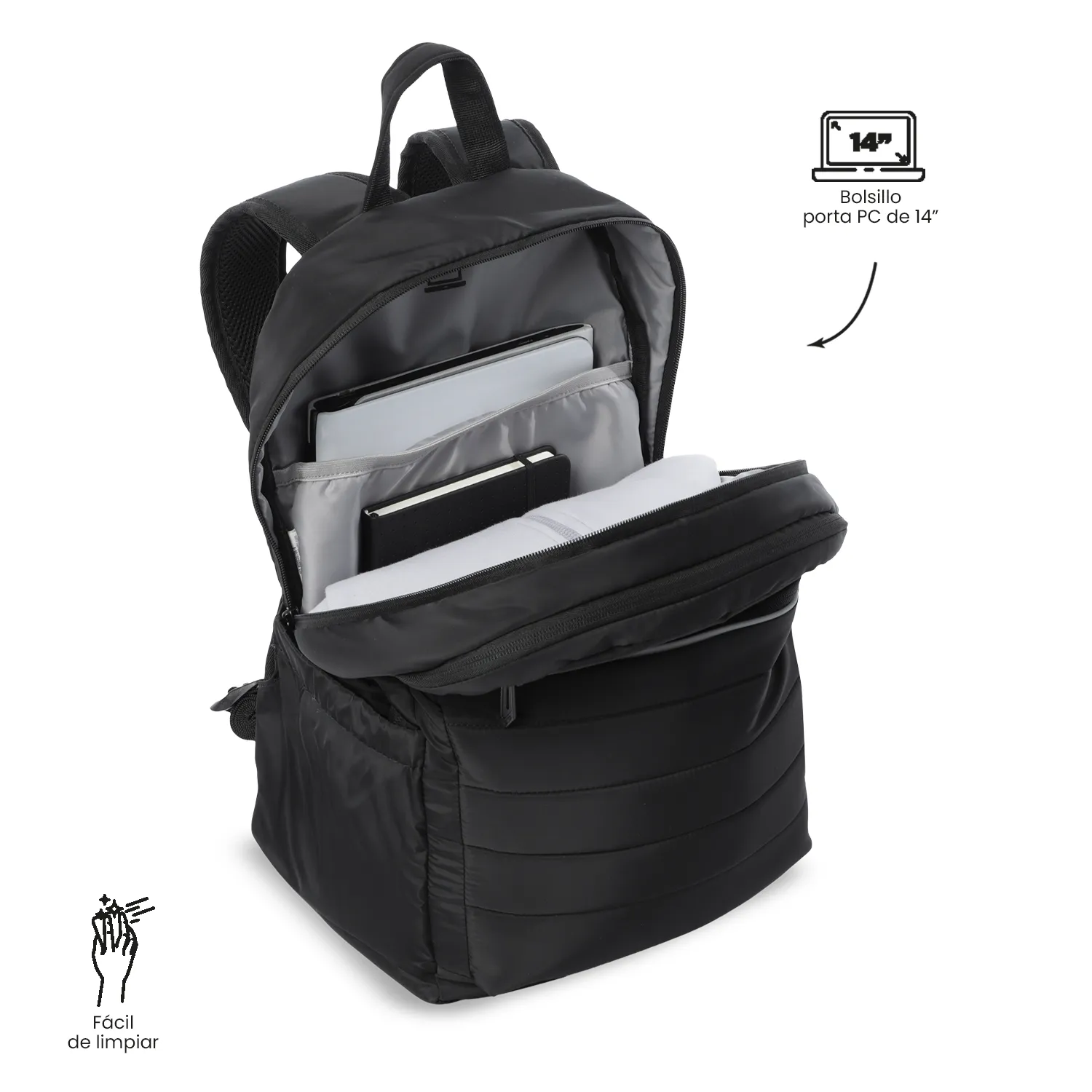 MORRAL TOTTO PLAINE 2.0 PORTA PC 14" - TALLA L - NEGRO - Imagen 5