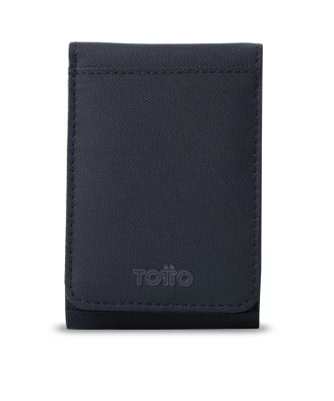 BILLETERA TOTTO WOOD 2 GRANDE RFID BLOCKER - AZUL