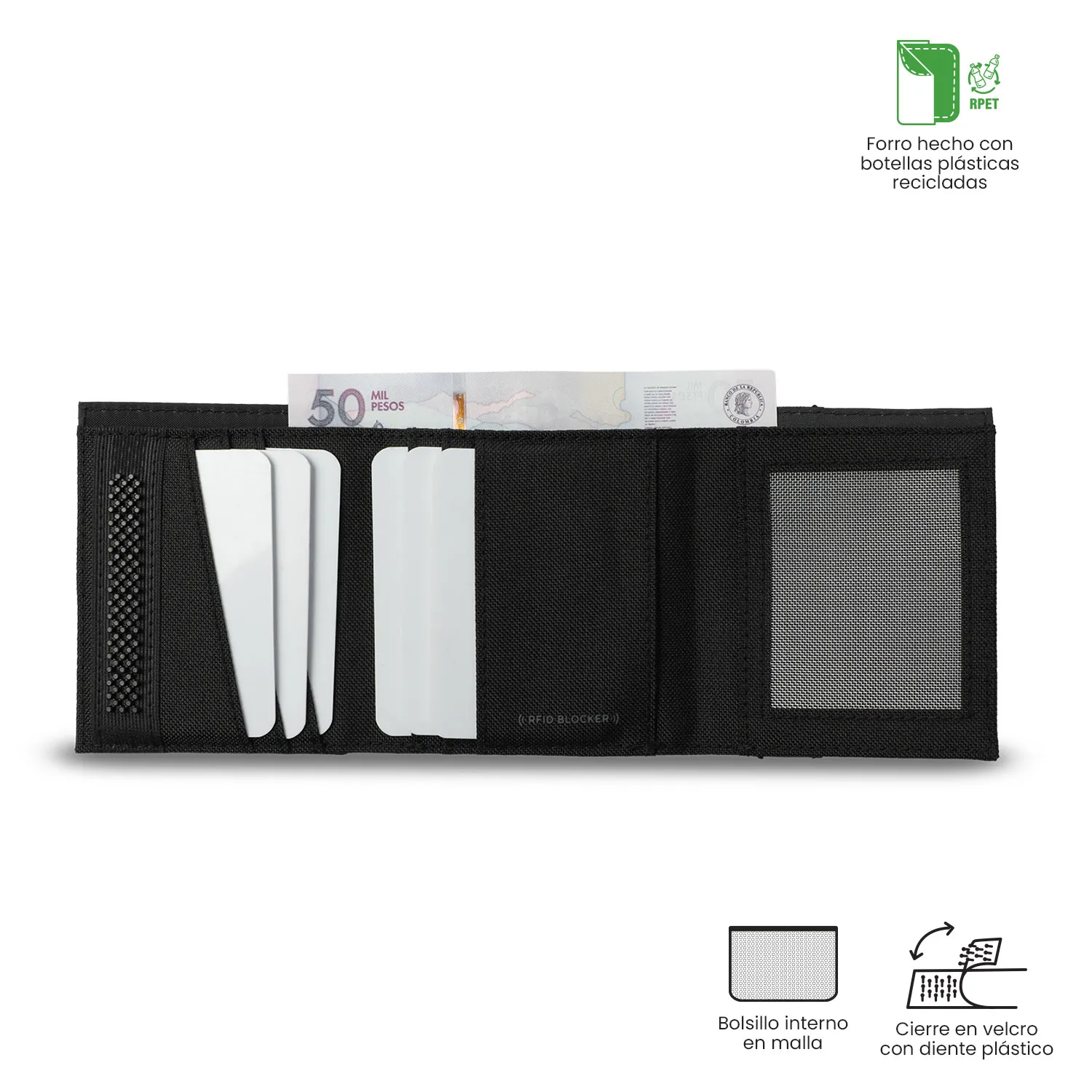 BILLETERA TOTTO RIVA GRANDE RFID BLOCKER - NEGRO - Imagen 4
