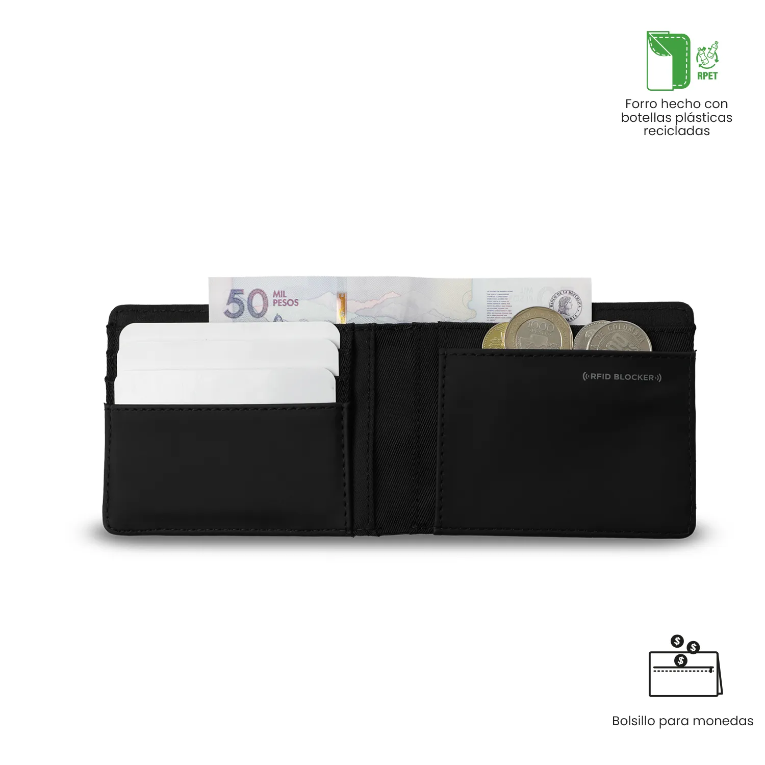 BILLETERA TOTTO NEXUS PEQUEÑA RFID BLOCKER - NEGRO - Imagen 4
