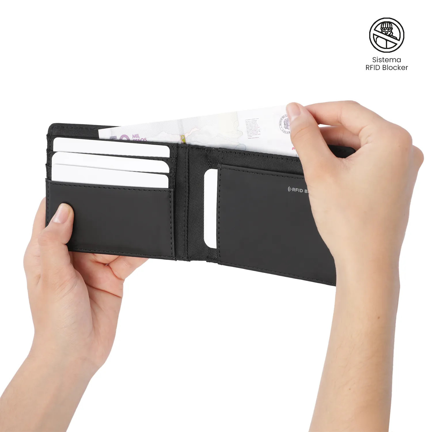 BILLETERA TOTTO NEXUS PEQUEÑA RFID BLOCKER - NEGRO - Imagen 3
