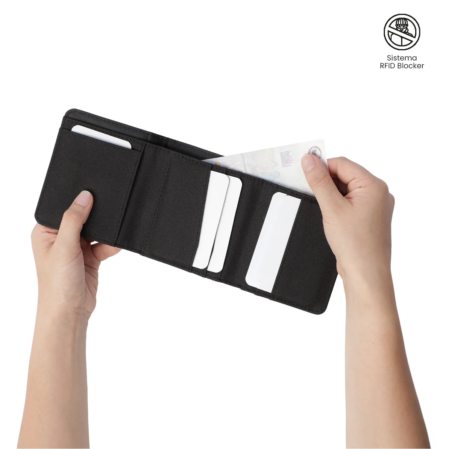 BILLETERA TOTTO WOOD 2 GRANDE RFID BLOCKER - NEGRO - Imagen 3
