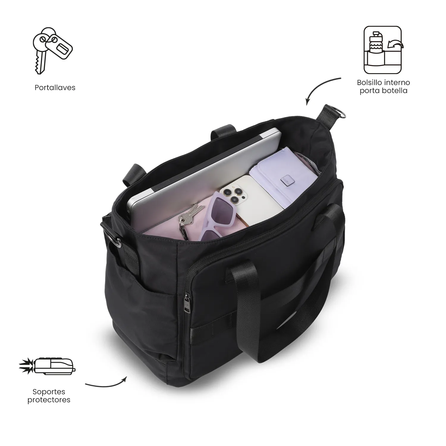 BOLSO TOTTO DUFFEL BAG MAXI TOTE - NEGRO - Imagen 6